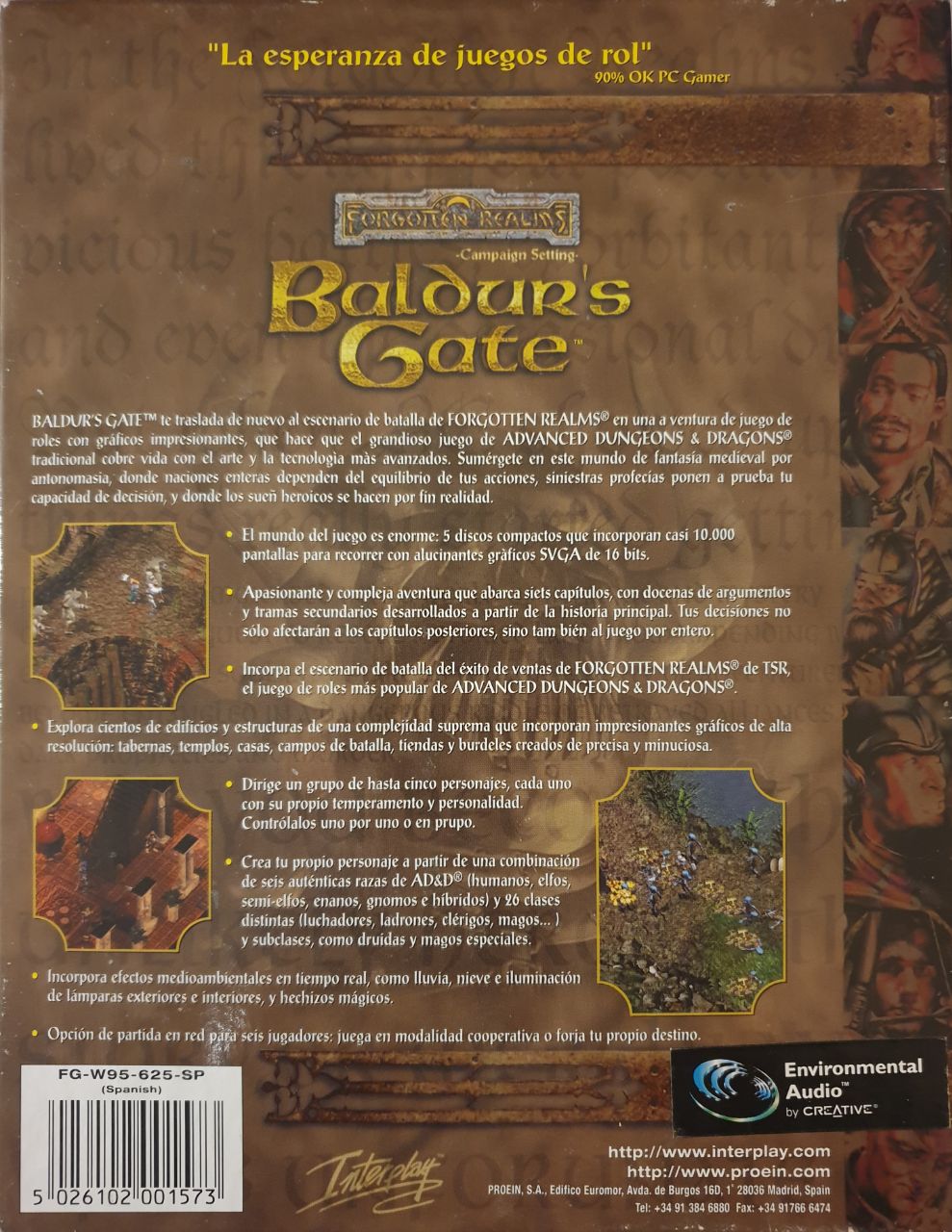 Baldur's Gate back cover