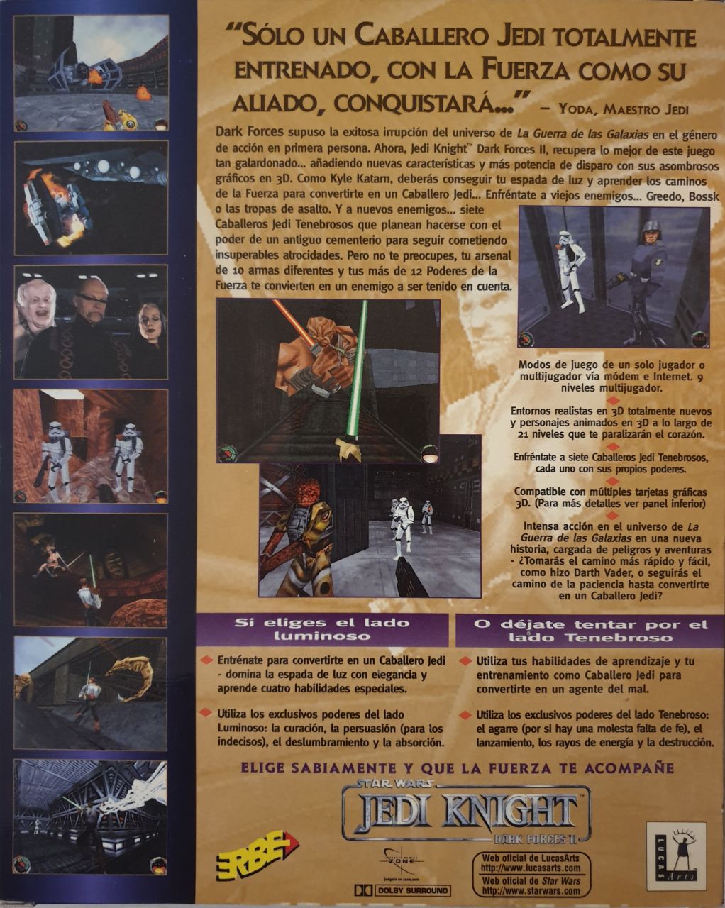 Star Wars: Jedi Knight Dark Forces II back cover